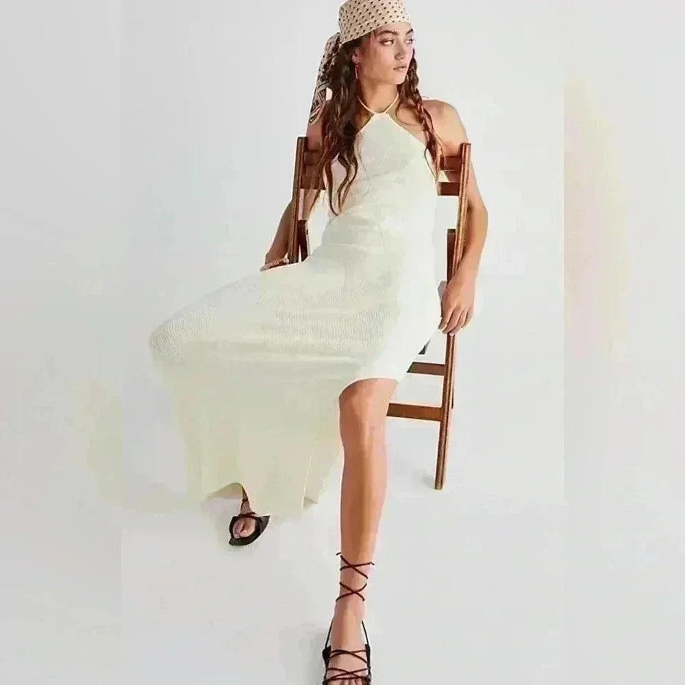 Free People Beach Kristy Sweater Midi in Ivory Size Small